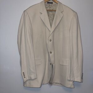 Andrew Fezza 100% Silk 48L Blazer Suit Jacket Tan Soft 3 Button Front